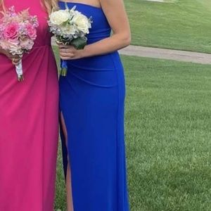 Blue Strapless Maxi Dress